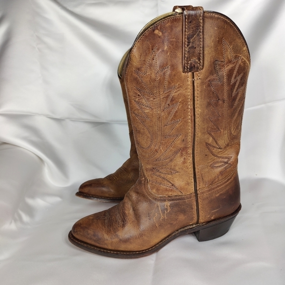 Durango Cognac OILED Leather Cowgirl Western Motorcycle RODEO Riding Boots Sz 7M
